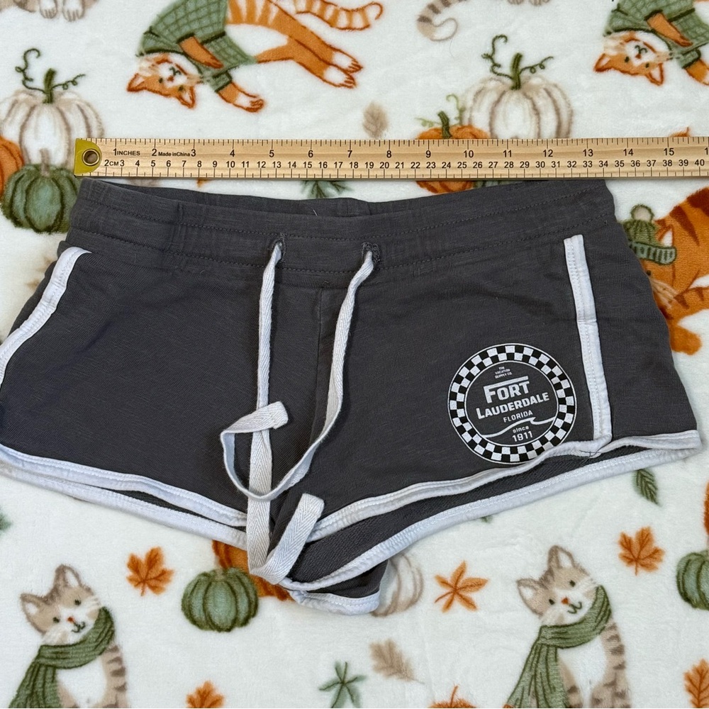 Lagaci Women's Athletic Shorts in Dark Gray with White Trim